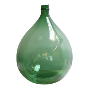Vintage Italian Emerald Green Blown Glass Teardrop-Form Demijohn Carboy