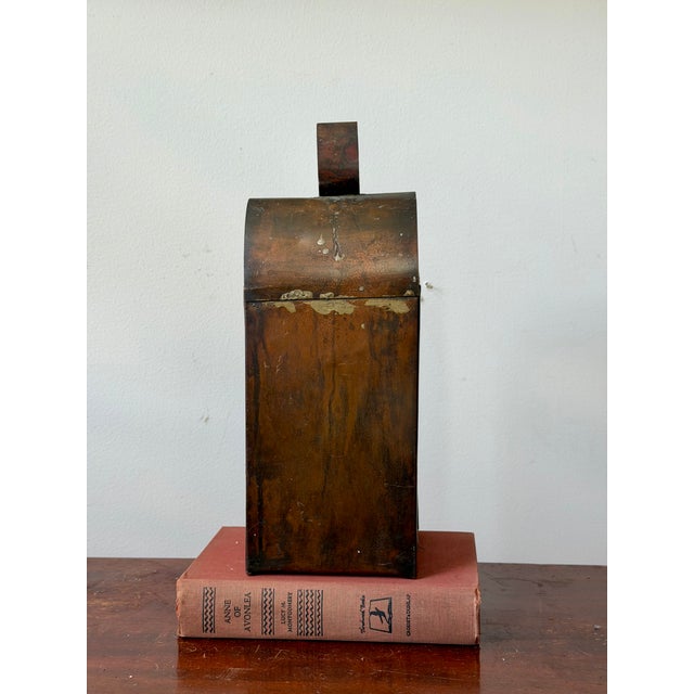 Metal Antique Copper + Tin Lantern Candle Holder For Sale - Image 7 of 10