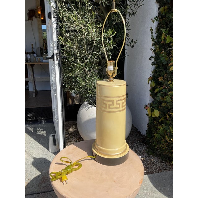 Vintage Greek Key Gold Leaf Column Table Lamp For Sale - Image 11 of 16