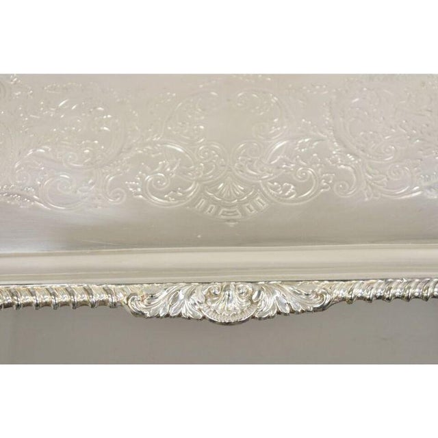 Early 20th Century Antique English Victorian Silver Plated Twin Handle Serving Platter Tray For Sale - Image 5 of 11