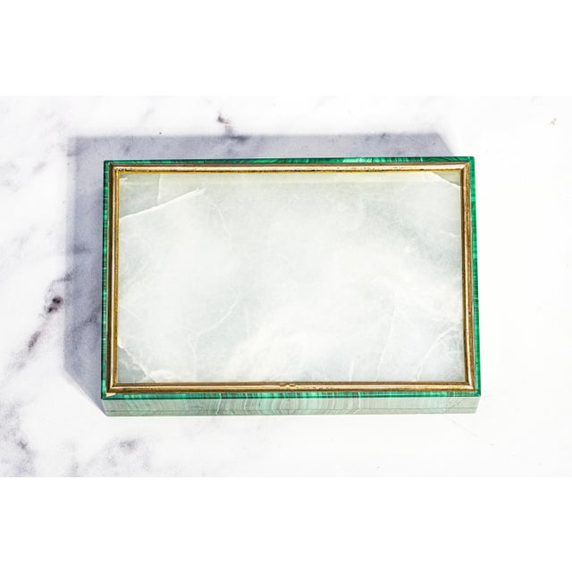Amazing Antique Malachite Box 800 Silver Mounted Jewelry Casket White Onyx Interior European Luxury Desk Box With Provenance Home Decor For Sale - Image 14 of 17
