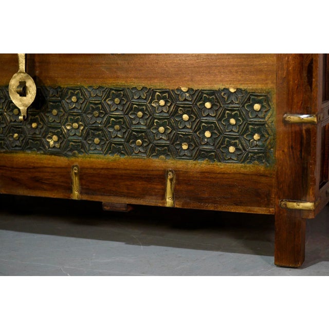Vintage Indian Carved Wood Gold Pegasus Damchiya Daybed Hope Chest For Sale In Chicago - Image 6 of 13