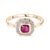 Metal Asscher Cut Ruby Halo Diamond Wedding Ring in 14k Gold Size 5 For Sale - Image 7 of 12