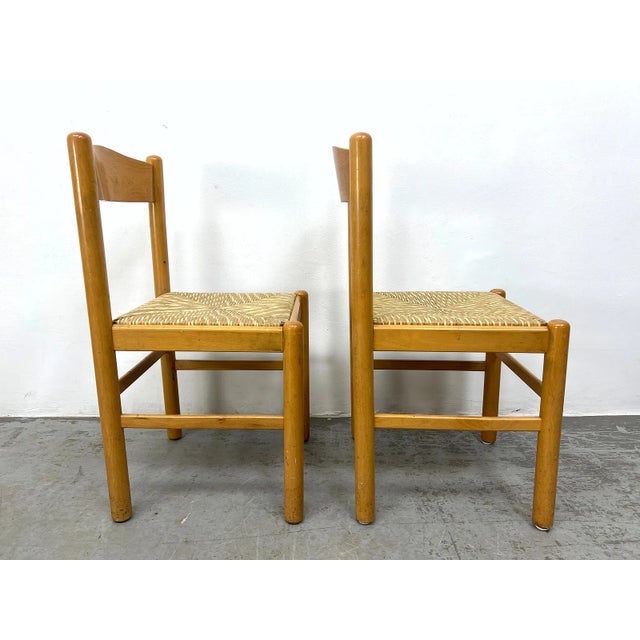A Set of Four Vintage Rush Seat Dining Chairs For Sale - Image 4 of 13