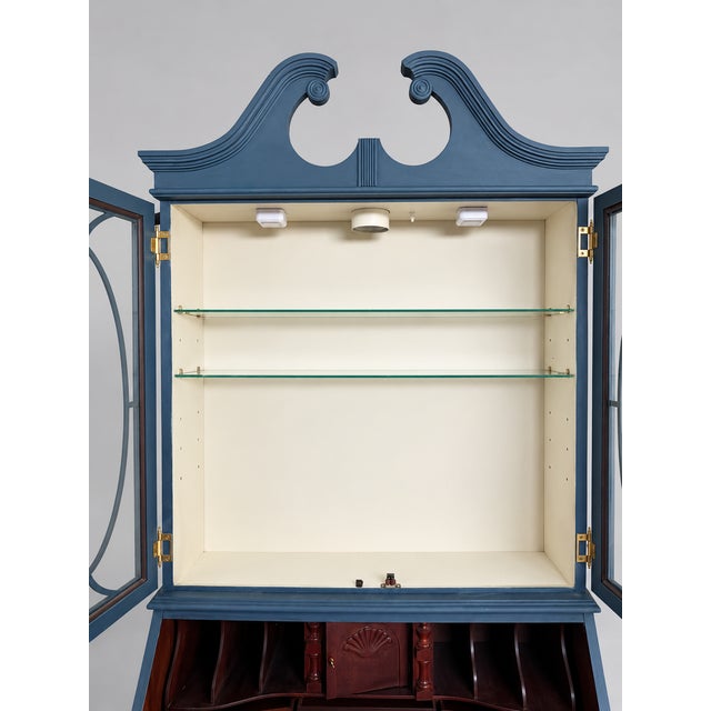 Blue Jasper Cabinet Co. Custom Secretary & Display Cabinet For Sale - Image 8 of 8
