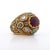 2020s Vintage Ruby Rose Cut Diamond & Turquoise 18k Gold Ring, Size 8 For Sale - Image 5 of 7
