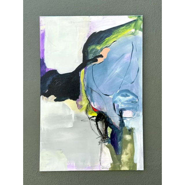 Wood Vintage Abstract Expressionist Oil Painting on Canvas For Sale - Image 7 of 12