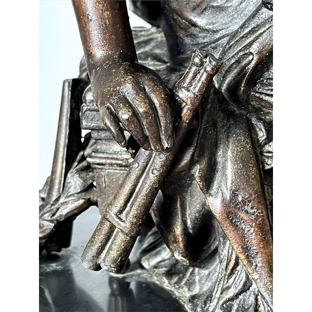 Napoleon III Euterpe Mantel Clock in Patinated Spelter by Japy Frères, 19th Century For Sale - Image 13 of 18