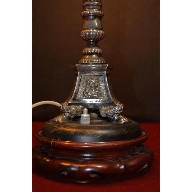 Gold Edwardian Silver Plate Ecclesiastical Altar Table Lamp, 1910 For Sale - Image 8 of 18