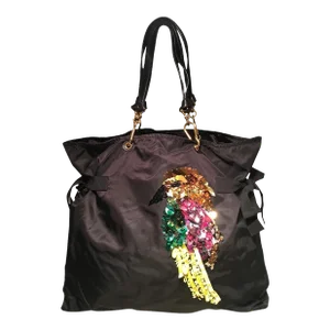 Marc Jacobs black Nylon Beaded Tropical Chappy Bird Tote