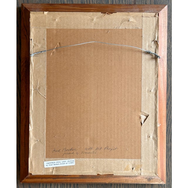 Taupe Fred Becker Wpa Art Project Original Signed Etching For Sale - Image 8 of 10