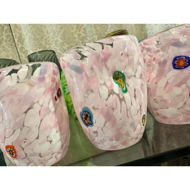 Contemporary Pink Spot with Murrine Murano Glasses by Simoeng, Set of 6 For Sale - Image 3 of 5