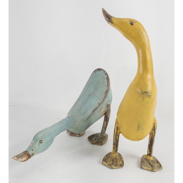 Late 20th Century Carved and Painted Wooden Ducks Set of 2 Chairish