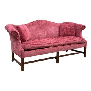 Late 20th Century Chippendale Style Camelback Sofa - New Upholstery For Sale
