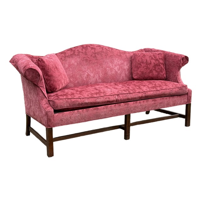 Late 20th Century Chippendale Style Camelback Sofa - New Upholstery For Sale