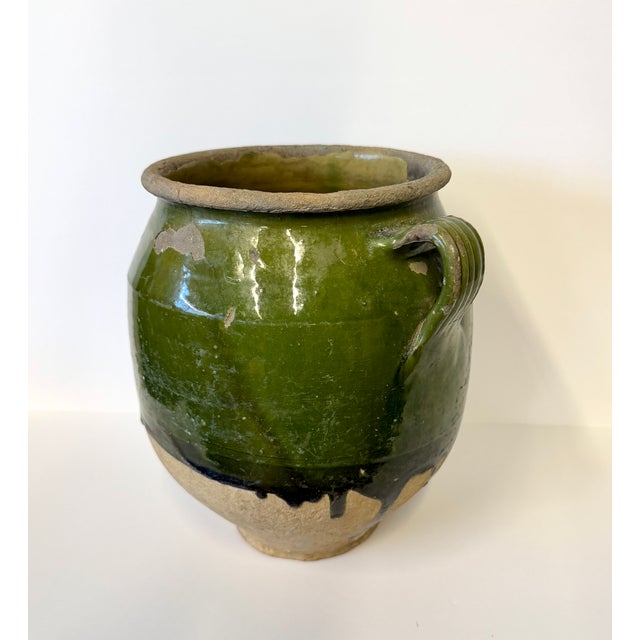 Late 19th Century Antique French Confit Pot Green Glazed Terracotta For Sale - Image 5 of 11