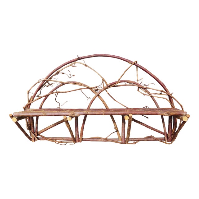 Folk Art Adirondack Bentwood Twig Wall Shelf For Sale