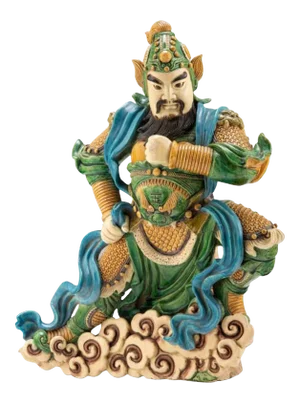 Large 18th Century Qing Dynasty Antique Chinese Sancai Glazed Temple Guardian Tomb Figure Statue