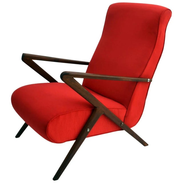 Red Italian Mahogany Lounge Chair, 1950s For Sale - Image 9 of 9