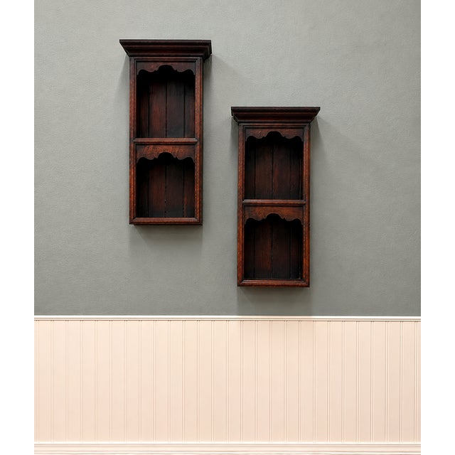 English Antique English Pair Bookcases Plate Racks Wall Shelves Hanging Wall Oak 1920-30 For Sale - Image 3 of 18