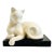 Vintage Art Deco Style Cat Bookend on Black Marble Base For Sale