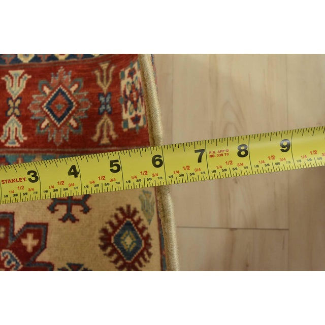 Kazak Rug 4’1” X 6’4” Beige Wool Tribal Hand-Knotted Carpet For Sale - Image 10 of 12