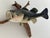 Decorative late 20th century largemouth bass wall mount crafted in molded resin or fiberglass and mounted on natural...