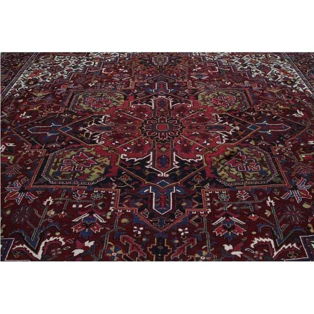 1960s Old Persian Heriz Area Rug 11’6″ X 14’9″ For Sale - Image 10 of 13