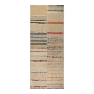 Rug & Kilim’s Patchwork Kilim Runner in Polychromatic Stripes For Sale