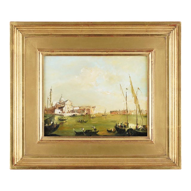 Italian Oil on Canvas Vedutina Painting of San Giorgio Maggiore, Venice, C. 1800's For Sale