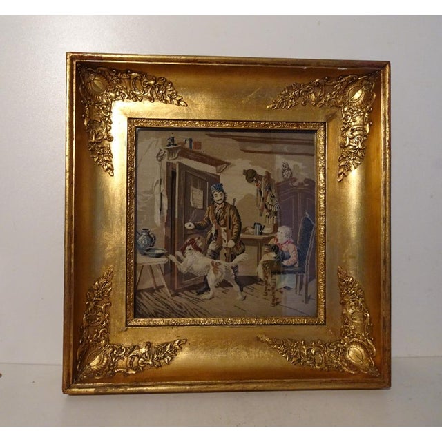 Antique Framed Gobelin with Needlepoint Embroidery, 1800s For Sale - Image 5 of 15