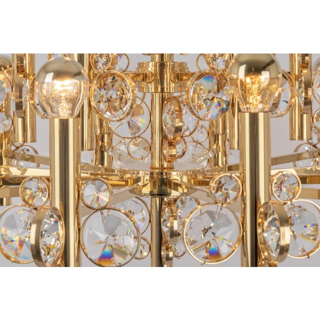 Large Gilt Brass Chandelier attributed to Palwa for Sciolari, Germany, 1970s For Sale - Image 3 of 14