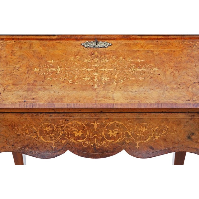 Antique Inlaid Burr Walnut Desk, 1800s For Sale - Image 9 of 11