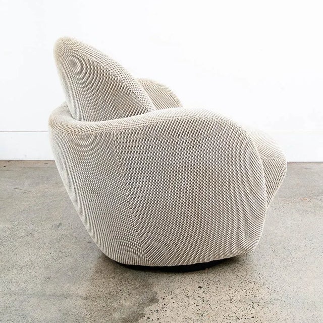 Textile Modern Lounge Chairs Swivel Tan Larry Laslo Directional Vintage MCM Contemporary For Sale - Image 7 of 12