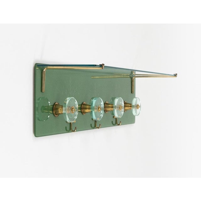 Mid-Century Modern Mid-Century Coat Rack Shelf in Glass and Brass attributed to Cristal Arte, Italy, 1950s For Sale - Image 3 of 17