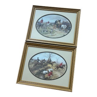 1980s British Equestrian Prints of the Fox Hunt For Sale