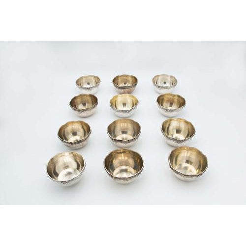 Embossed Silver Wash Bowls, Set of 12 For Sale - Image 4 of 4