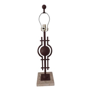 Mid-Century Sculptural Lamp on Travertine Base For Sale