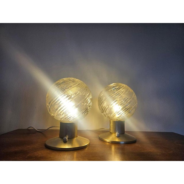 Gold Mid-Century Table Lamps in Aluminum and Glass from Richard Essig, Germany, 1970s, Set of 2 For Sale - Image 8 of 13