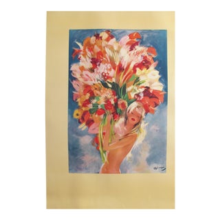 1940s Domergue Monte Carlo Flower Girl Poster For Sale