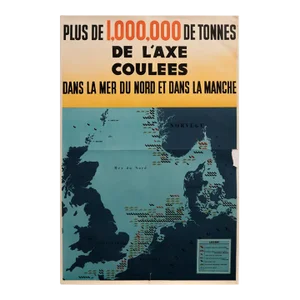 1945 Original + Rare French Wwii Poster, De l'Axe Coulees