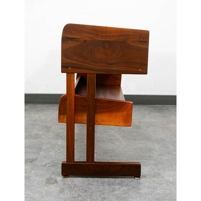 1960s Mid Century Danish Modern Console Table Entryway Storage Walnut Shelving MCM For Sale - Image 5 of 11
