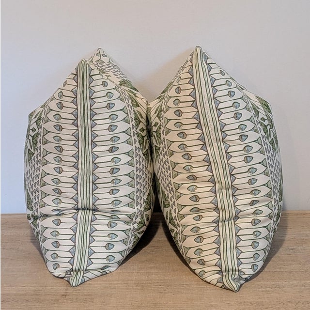 Thibaut Thibaut Cairo Pillows in Green - Double Sided Pair For Sale - Image 4 of 8