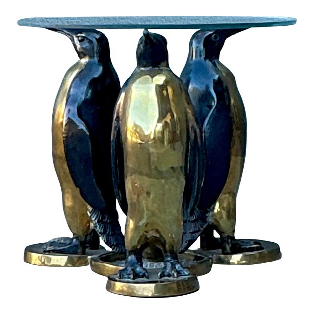 Vintage Bronze and Brass Penguin Table After Joseph D’aste For Sale