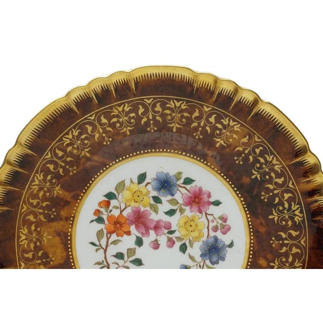 Antique Minton Cabinet Plates Tortoiseshell Glaze Botanical Dishes - A Pair For Sale In Philadelphia - Image 6 of 10
