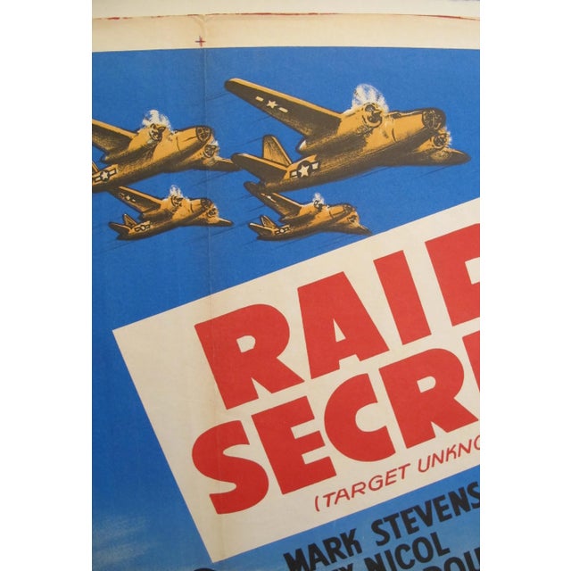 1950s 1951 Vintage American Wwii Movie Poster, Raid Secret For Sale - Image 5 of 7