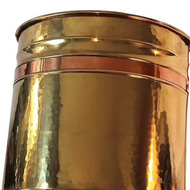 Vintage Brass Planter With Copper Band Made in Ireland 10.5" X 11.75" For Sale - Image 4 of 13