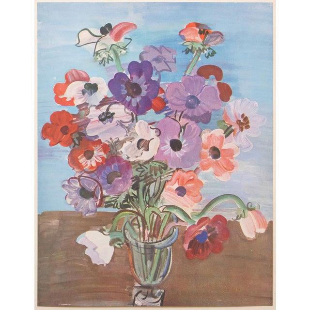An excellent vintage period offset lithograph, print, of the oil painting "Bouquet" (1937) by Raoul Dufy. Comes from a...
