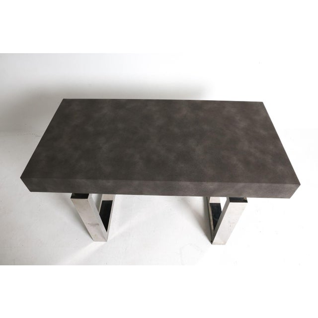 Custom Made Console Table or Desk With Chrome Base For Sale In Providence - Image 6 of 10