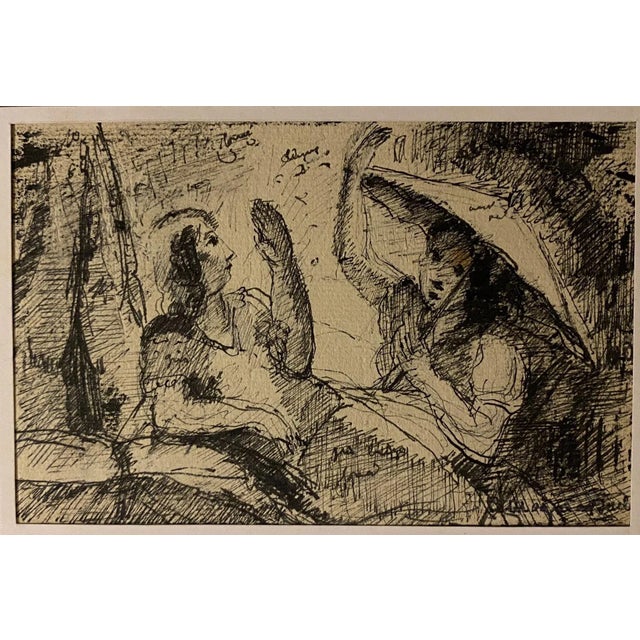 Mogniat-Duclos Bertrand, Figures, Pen on Paper, 1950 For Sale - Image 3 of 3